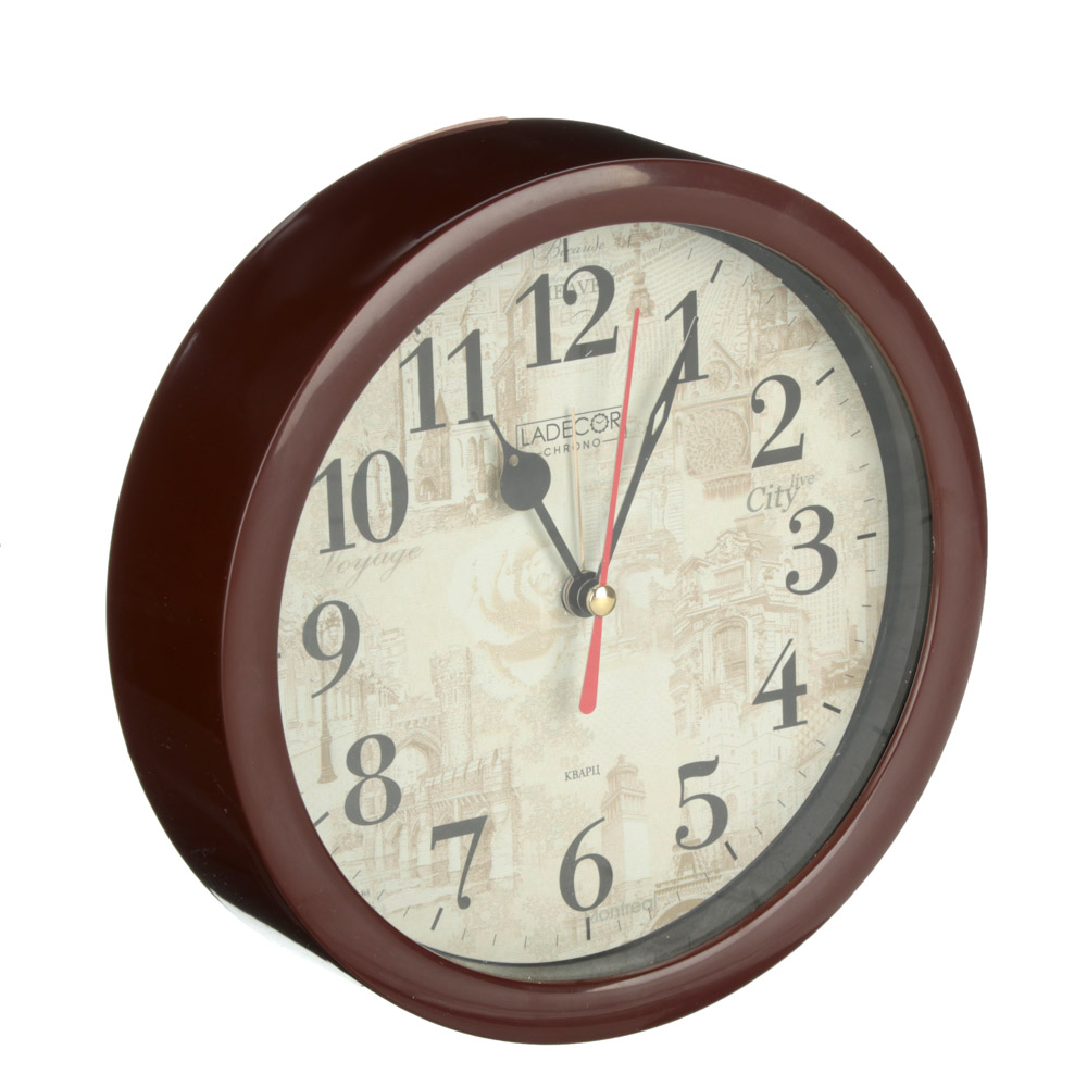 LADECOR CHRONO Будильник кварц d15см, пластик, 15,3х15,3х4см, 5 дизайнов, арт.№ 529-166