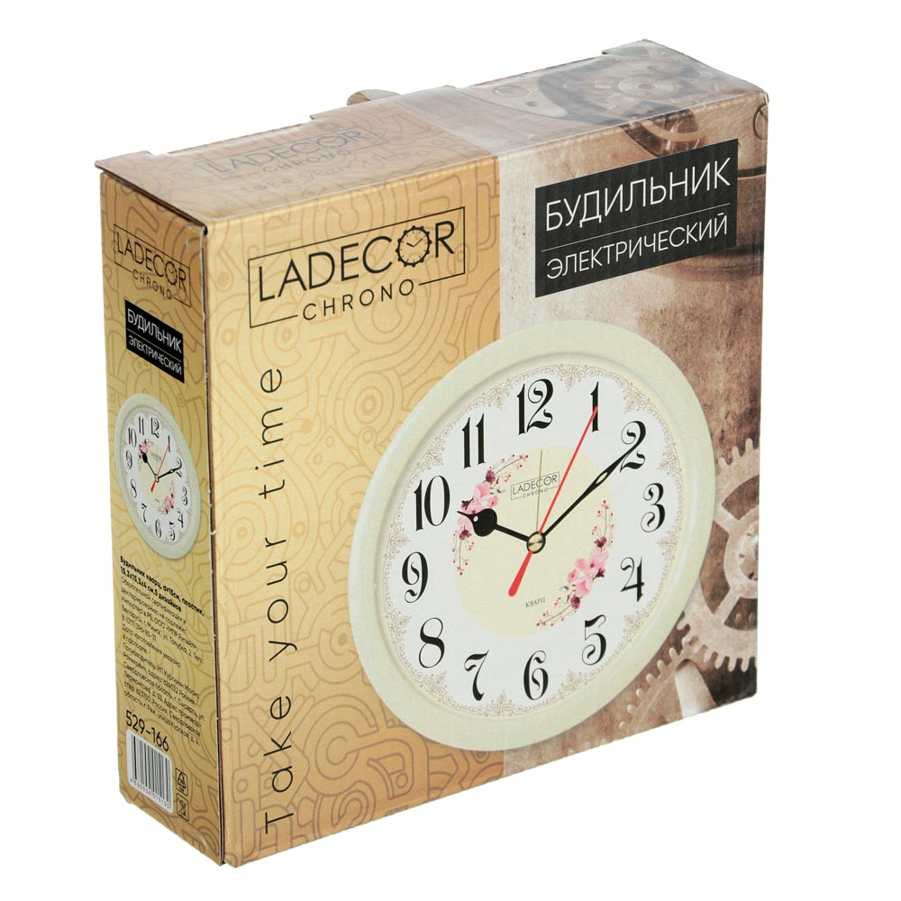LADECOR CHRONO Будильник кварц d15см, пластик, 15,3х15,3х4см, 5 дизайнов, арт.№ 529-166