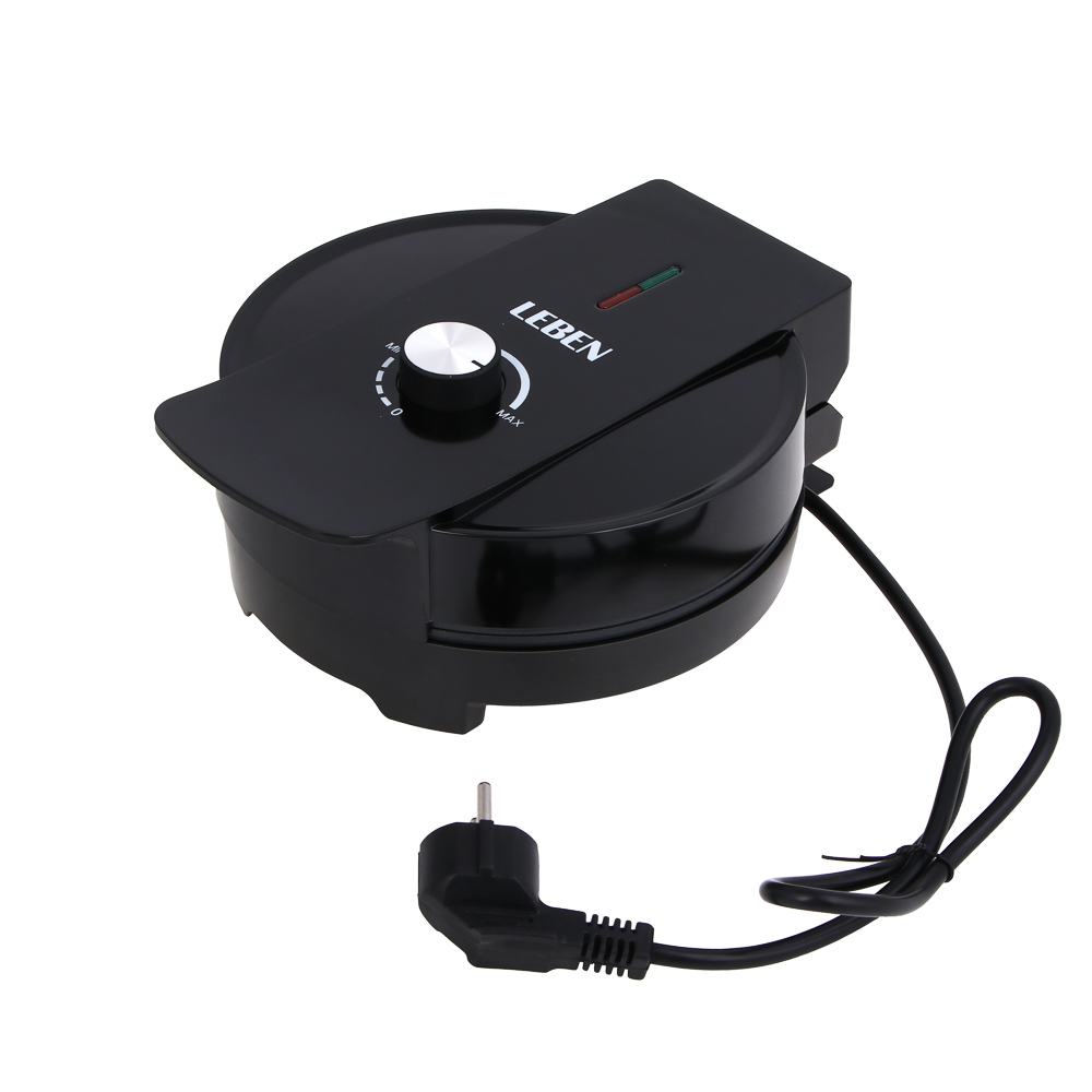 LEBEN Вафельница для бельгийских вафель с регулировкой темп., 1200Вт, d=197мм, 220в, арт.№ 271-040