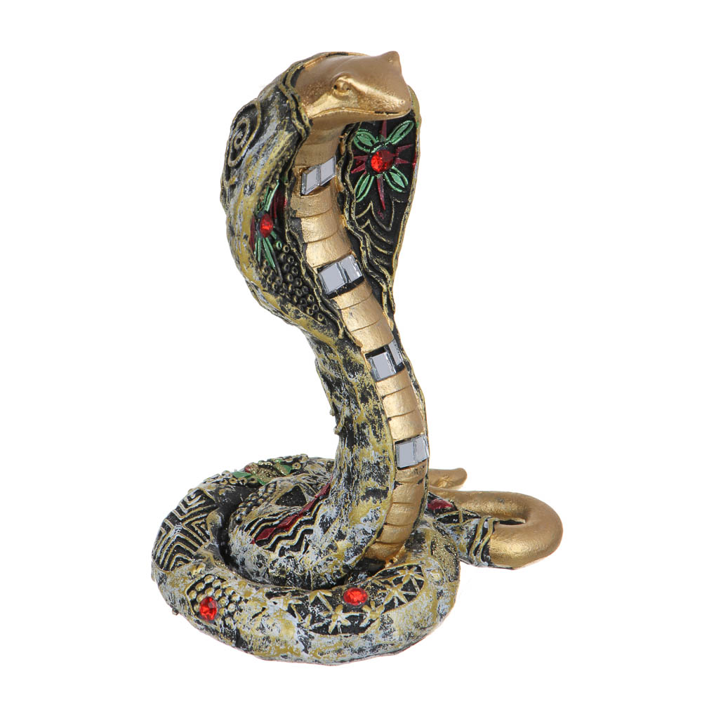 СНОУ БУМ Сувенир "Кобра" в этническом стиле, 11х8,5х15,5 см, полистоун, стразы, золото, арт.№ 398-812