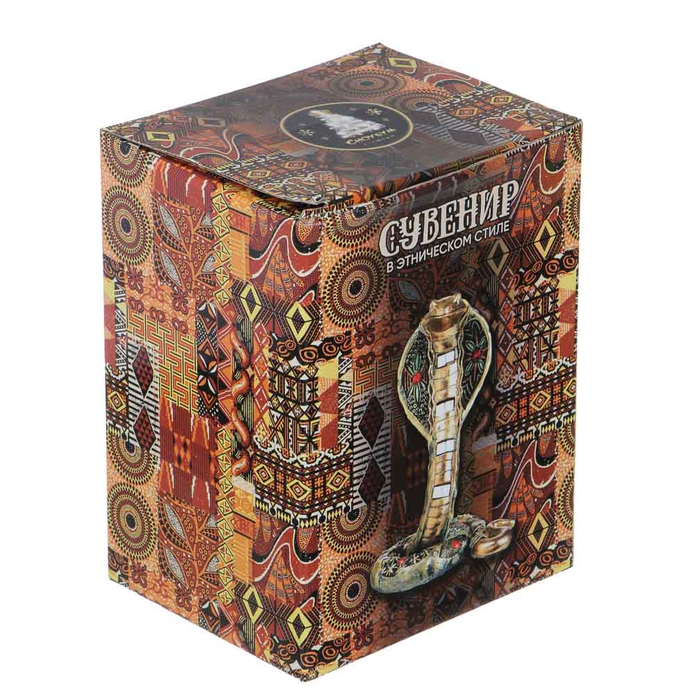 СНОУ БУМ Сувенир "Кобра" в этническом стиле, 11х8,5х15,5 см, полистоун, стразы, золото, арт.№ 398-812