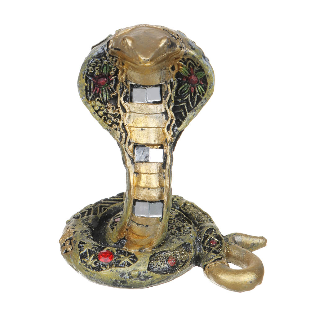 СНОУ БУМ Сувенир "Кобра" в этническом стиле, 8х6х10,5 см, полистоун, стразы, золото, арт.№ 398-813