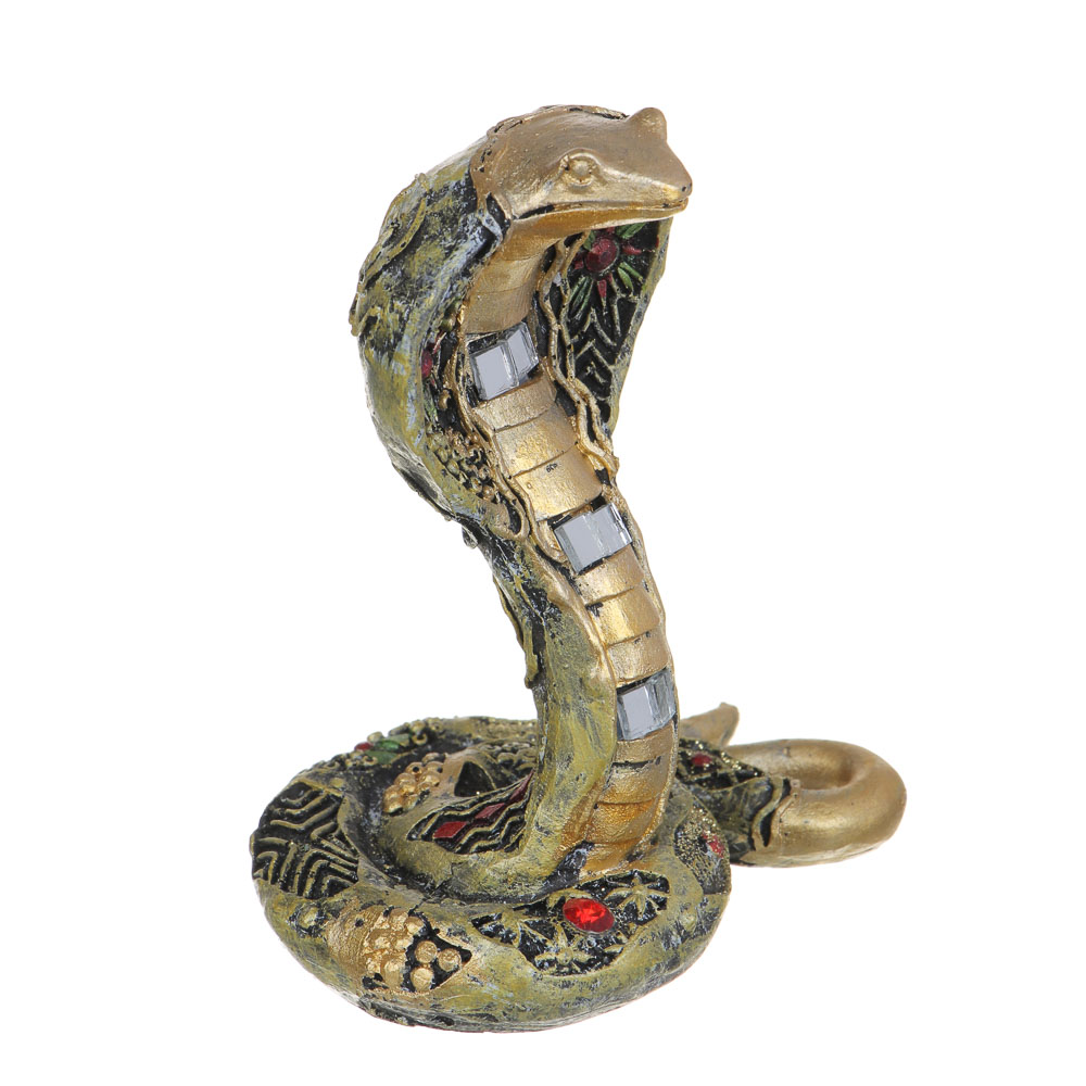 СНОУ БУМ Сувенир "Кобра" в этническом стиле, 8х6х10,5 см, полистоун, стразы, золото, арт.№ 398-813