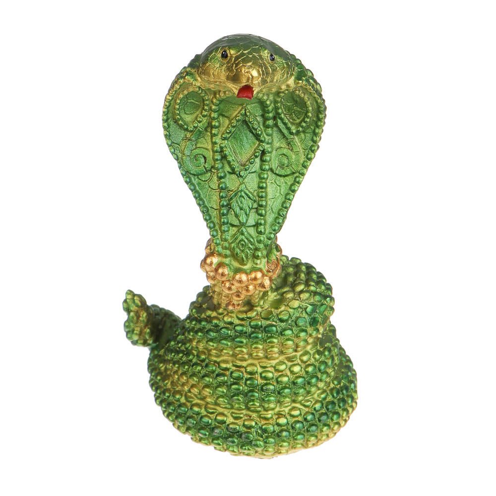 СНОУ БУМ Сувенир "Индийская кобра" 6х6,5х11 см, полистоун, зеленый, золото, арт.№ 398-816