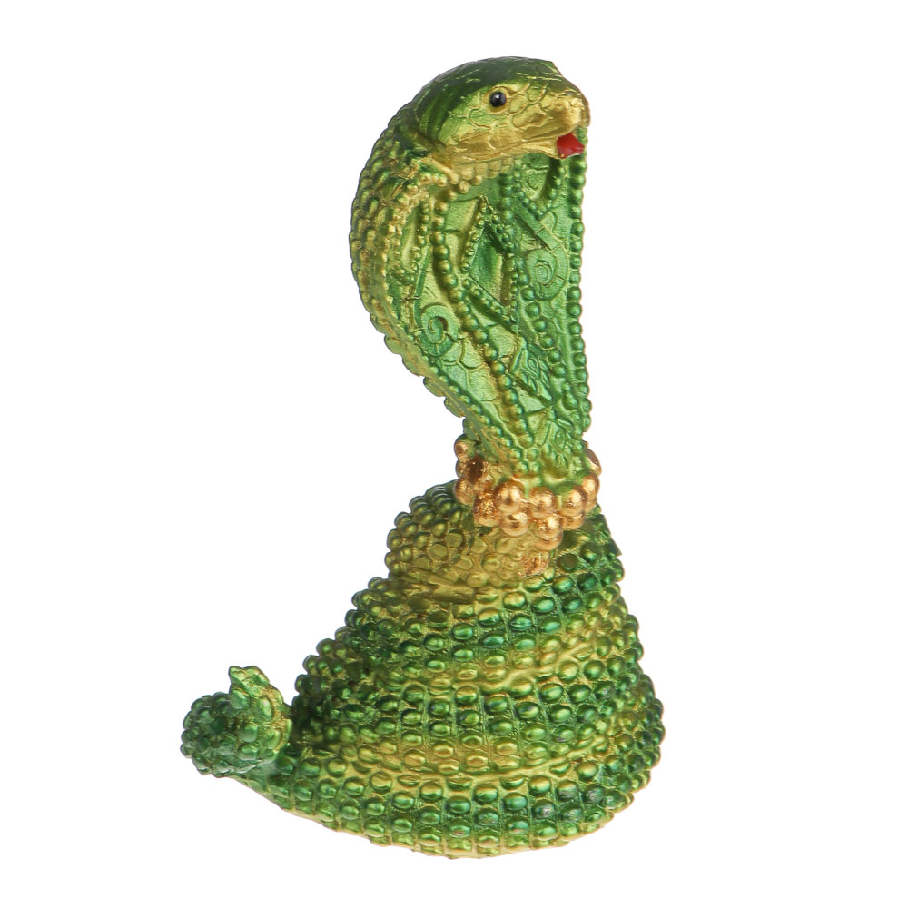 СНОУ БУМ Сувенир "Индийская кобра" 6х6,5х11 см, полистоун, зеленый, золото, арт.№ 398-816