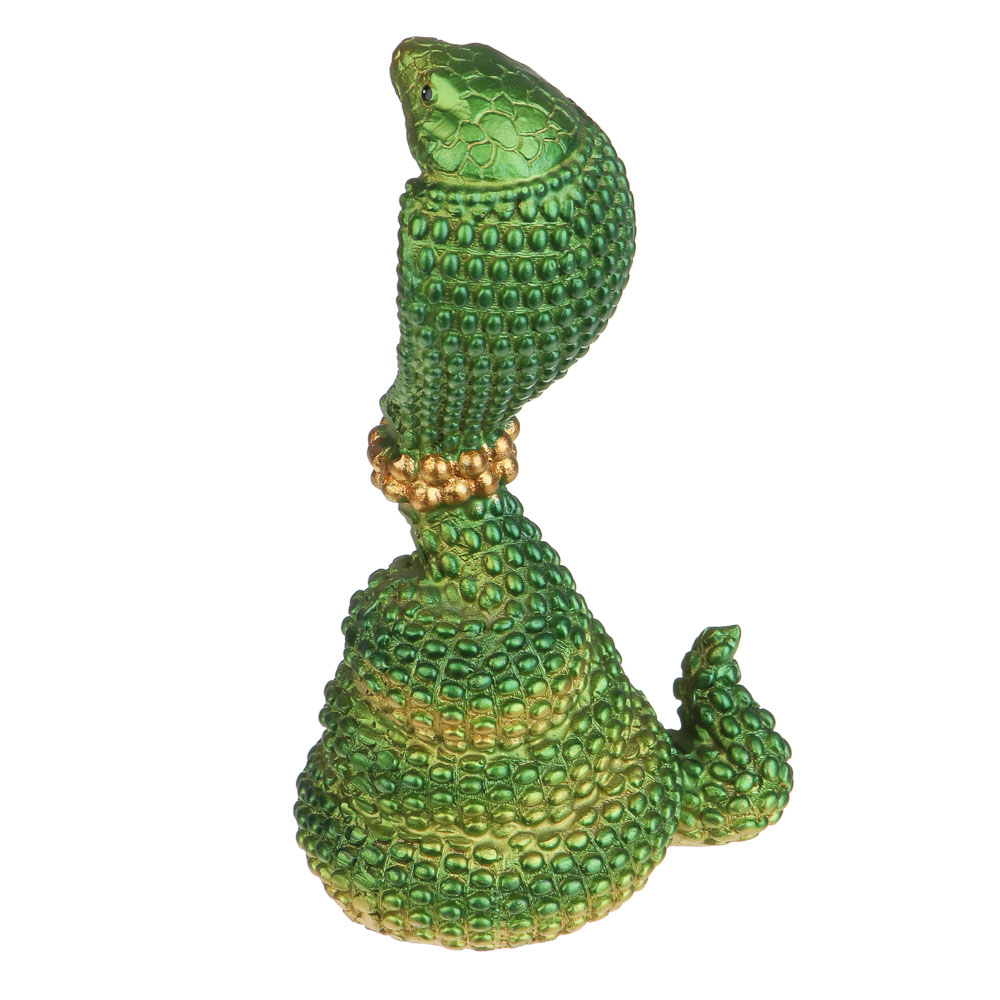 СНОУ БУМ Сувенир "Индийская кобра" 6х6,5х11 см, полистоун, зеленый, золото, арт.№ 398-816