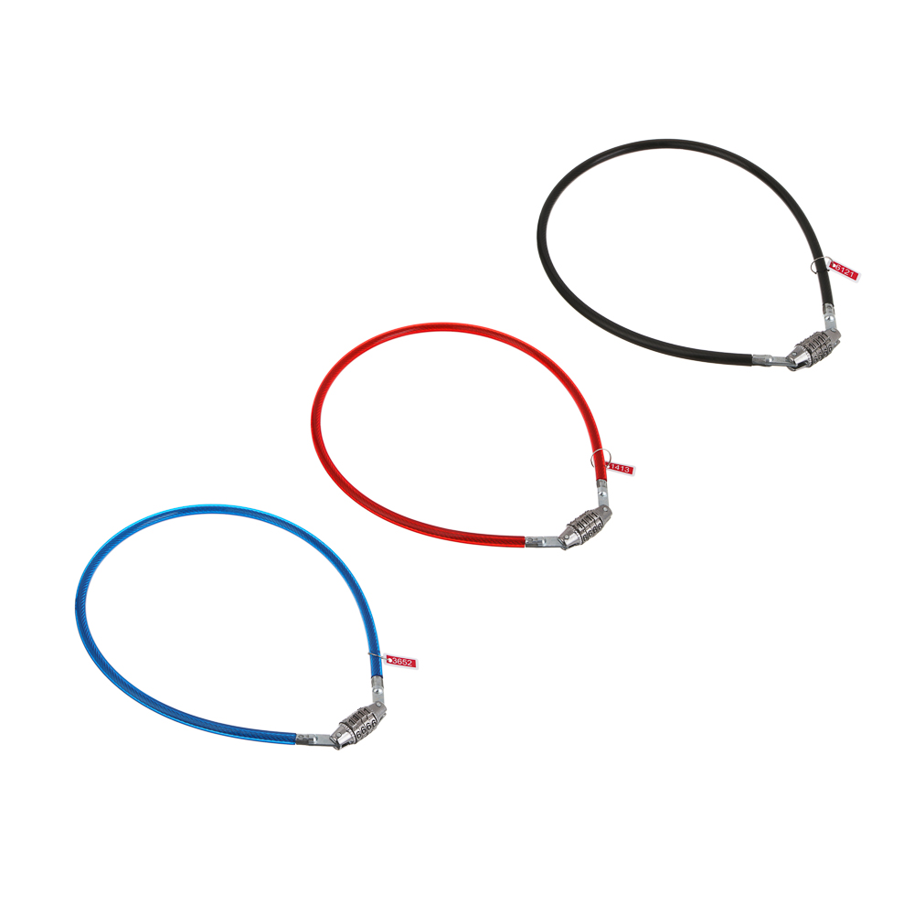 Замок велосипедный тм BY SPORT, противоугонный, тросовый, кодовый, 650х8мм, металл, ПВХ, 3 цвета, арт.№ 468-113