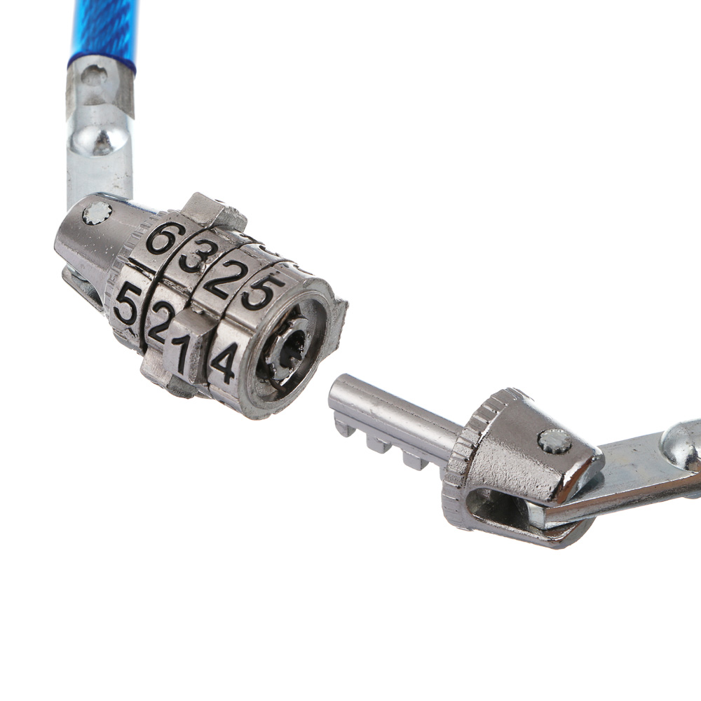 Замок велосипедный тм BY SPORT, противоугонный, тросовый, кодовый, 650х8мм, металл, ПВХ, 3 цвета, арт.№ 468-113