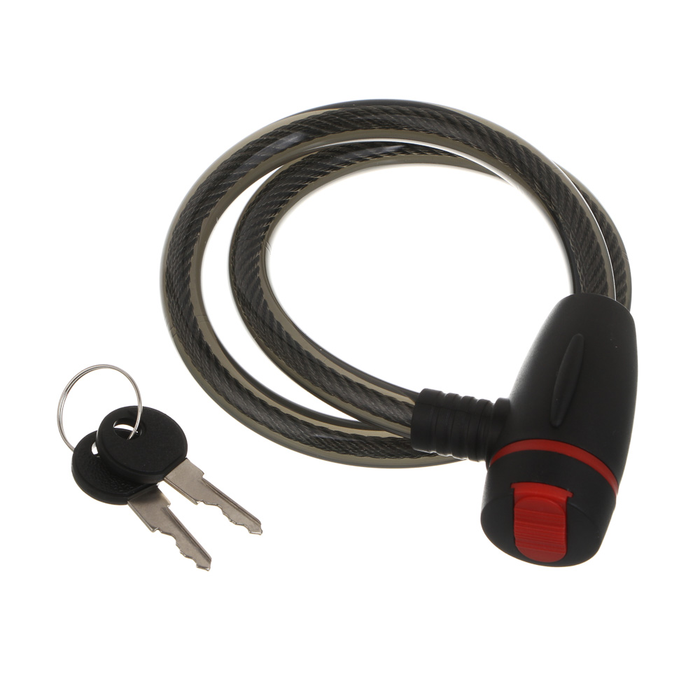 Замок велосипедный тм BY SPORT, противоугонный, тросовый, 680х11,5мм, металл, пластик, 3 цвета, арт.№ 468-114