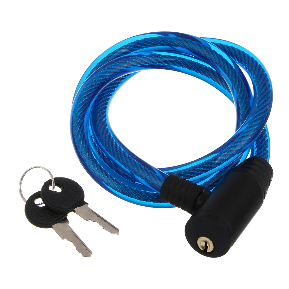 Замок велосипедный тм BY SPORT, противоугонный, тросовый, 1000х12мм, металл, ПВХ, пластик, 3 цвета, арт.№ 468-117