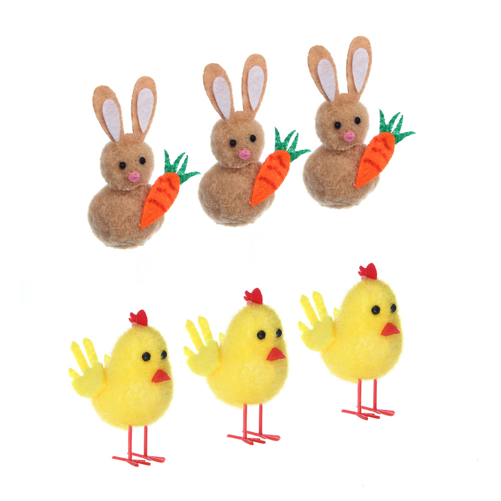 Набор фигурок тм LADECOR пасхальных, 3 шт, 2 вида, арт.№ 535-228