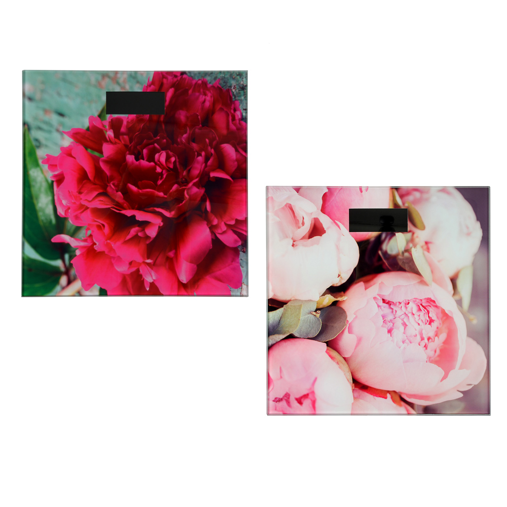 Весы напольные электронные "Цветы", ЖК-дисплей, макс. нагр.до 180кг, 28х28х0,5см, арт.№ 487-042