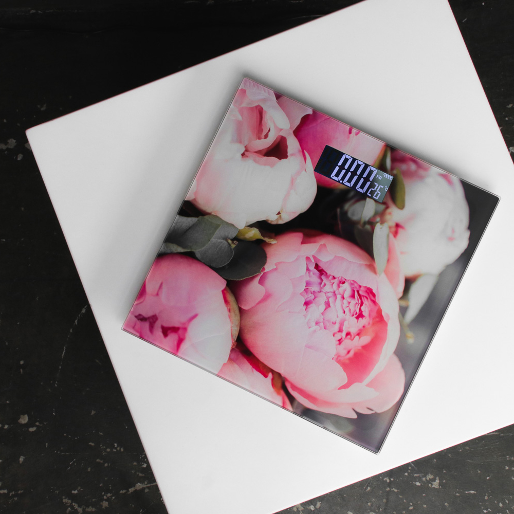 Весы напольные электронные "Цветы", ЖК-дисплей, макс. нагр.до 180кг, 28х28х0,5см, арт.№ 487-042