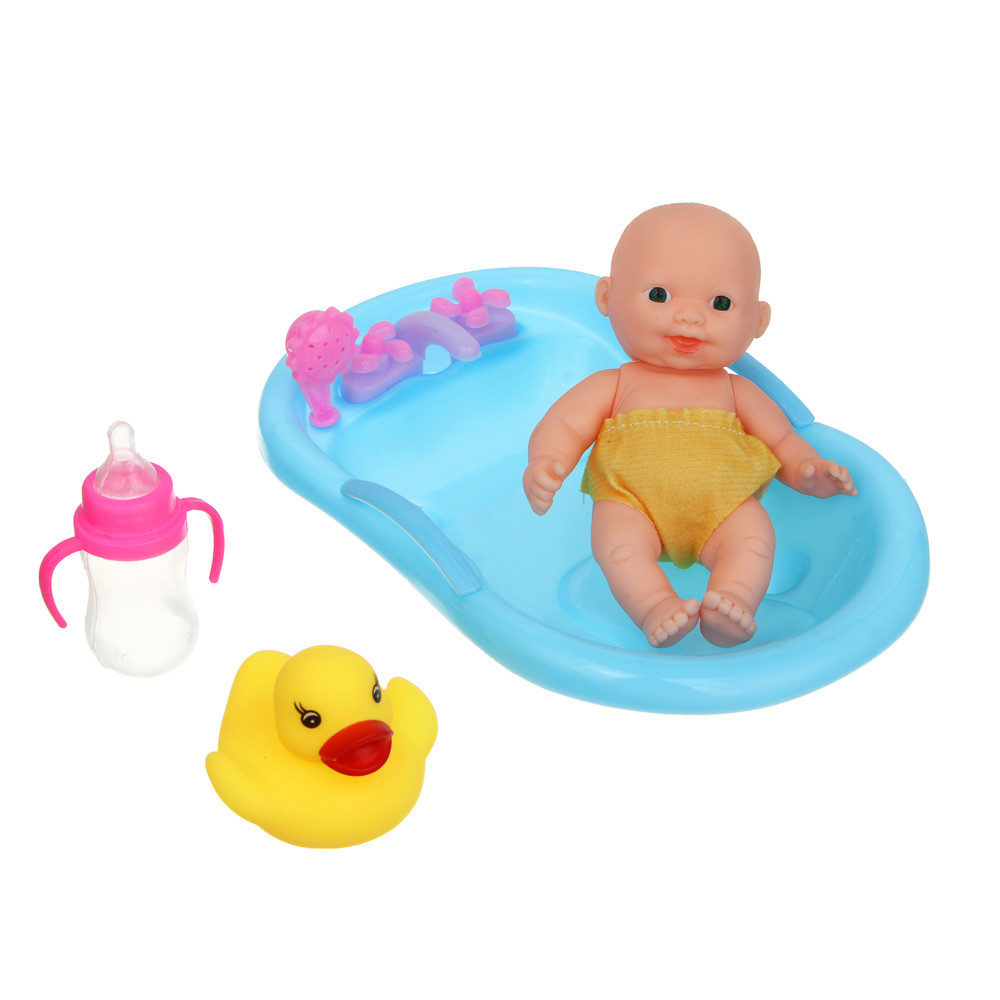 Пупс 12 см в ванночке с аксессуарами, PVC, PP, тм ИГРОЛЕНД, арт.№ 267-967