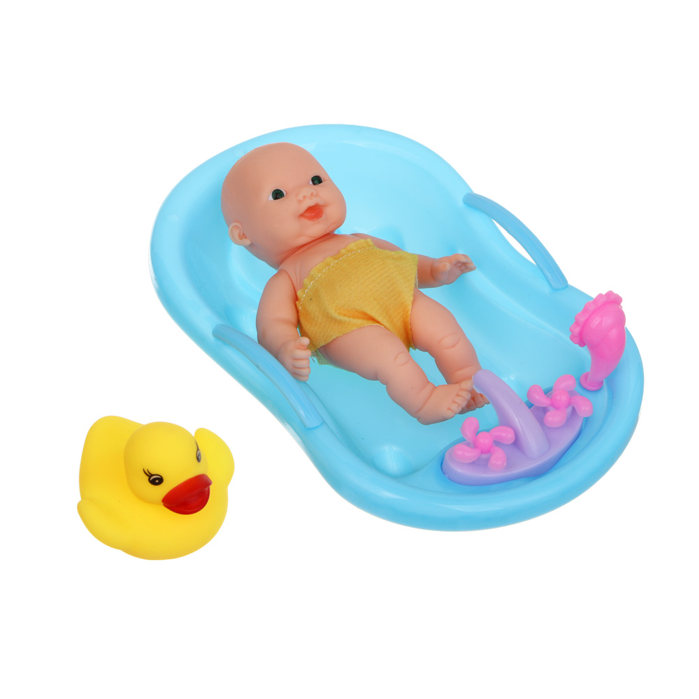 Пупс 12 см в ванночке с аксессуарами, PVC, PP, тм ИГРОЛЕНД, арт.№ 267-967