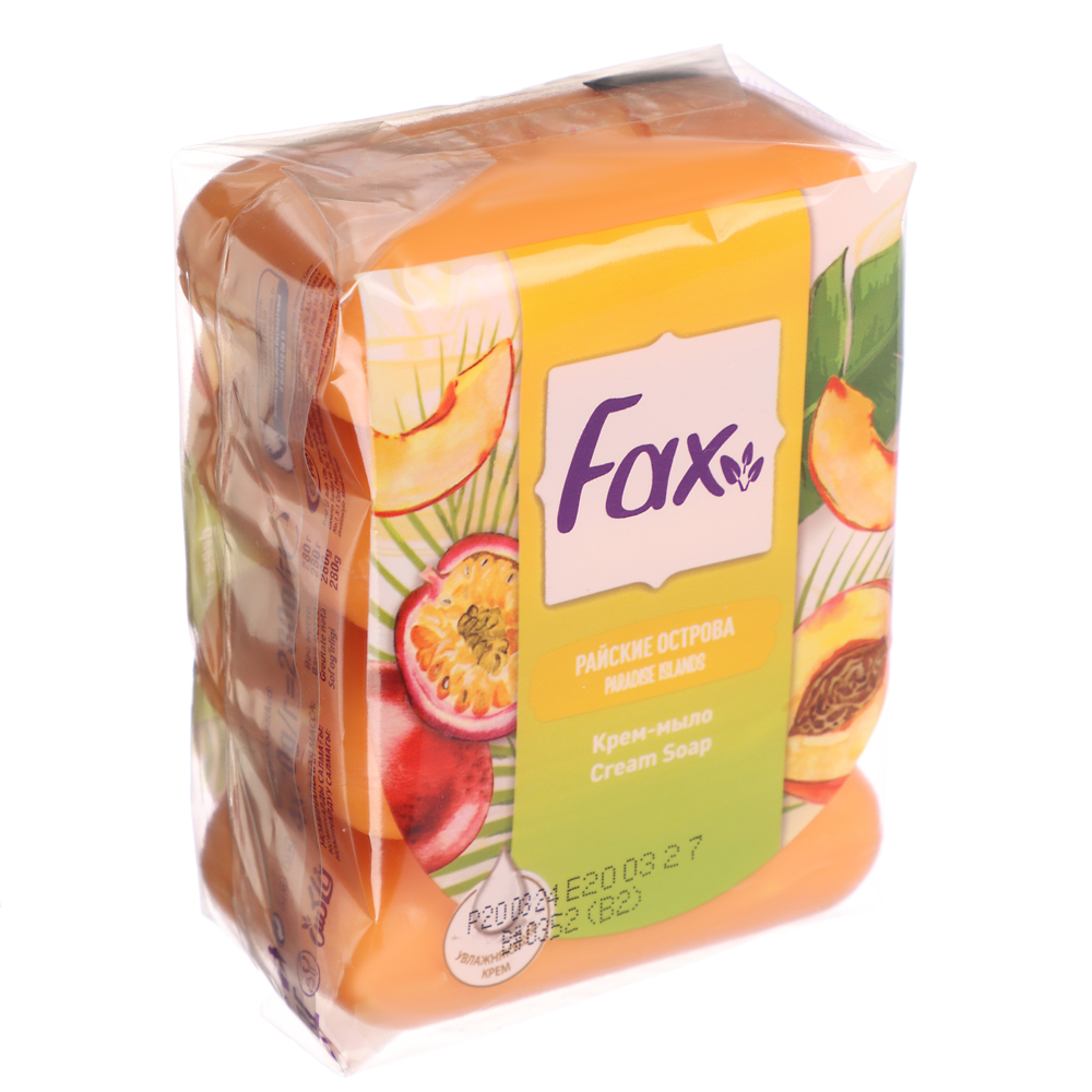 Мыло туалетное FAX Райские острова с ароматом персика и маракуйи​, п/э, 4шт*70г, арт.№ 952-141