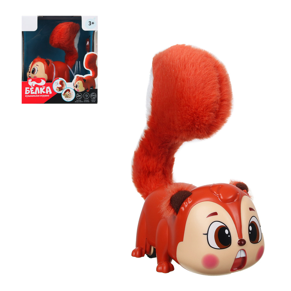 ИГРОЛЕНД Игрушка музыкальная в виде белки, звук, 3ААА, ABS, текстильные элементы, 15х7х15см, арт.№ 272-743