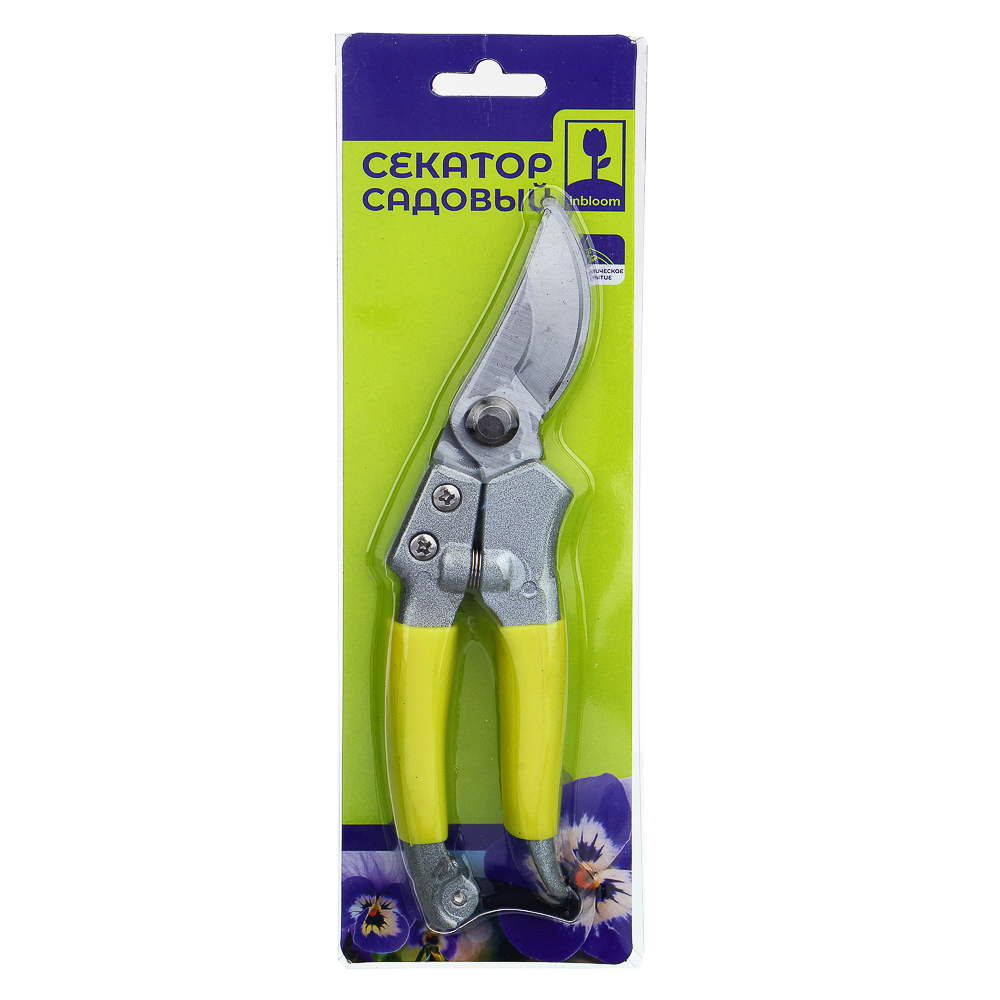 Секатор плоскостной тм INBLOOM 20см, марганцевая сталь 65М, гальваническое покрытие, арт.№ 186-015