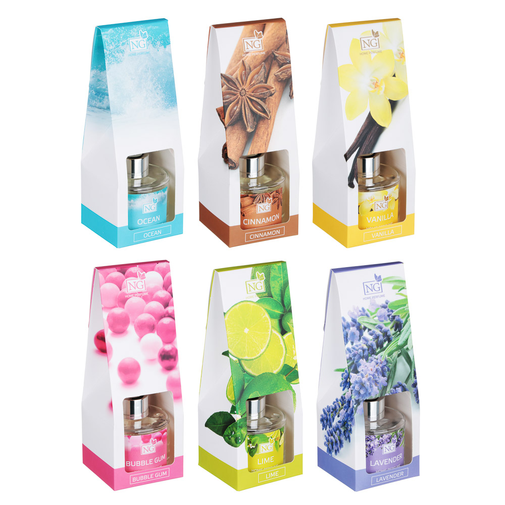 NEW GALAXY Ароматизатор диффузор, 100 мл., 6 ароматов (бабл гам,лаванда,океан,ваниль,корица,лайм), арт.№ 778-071