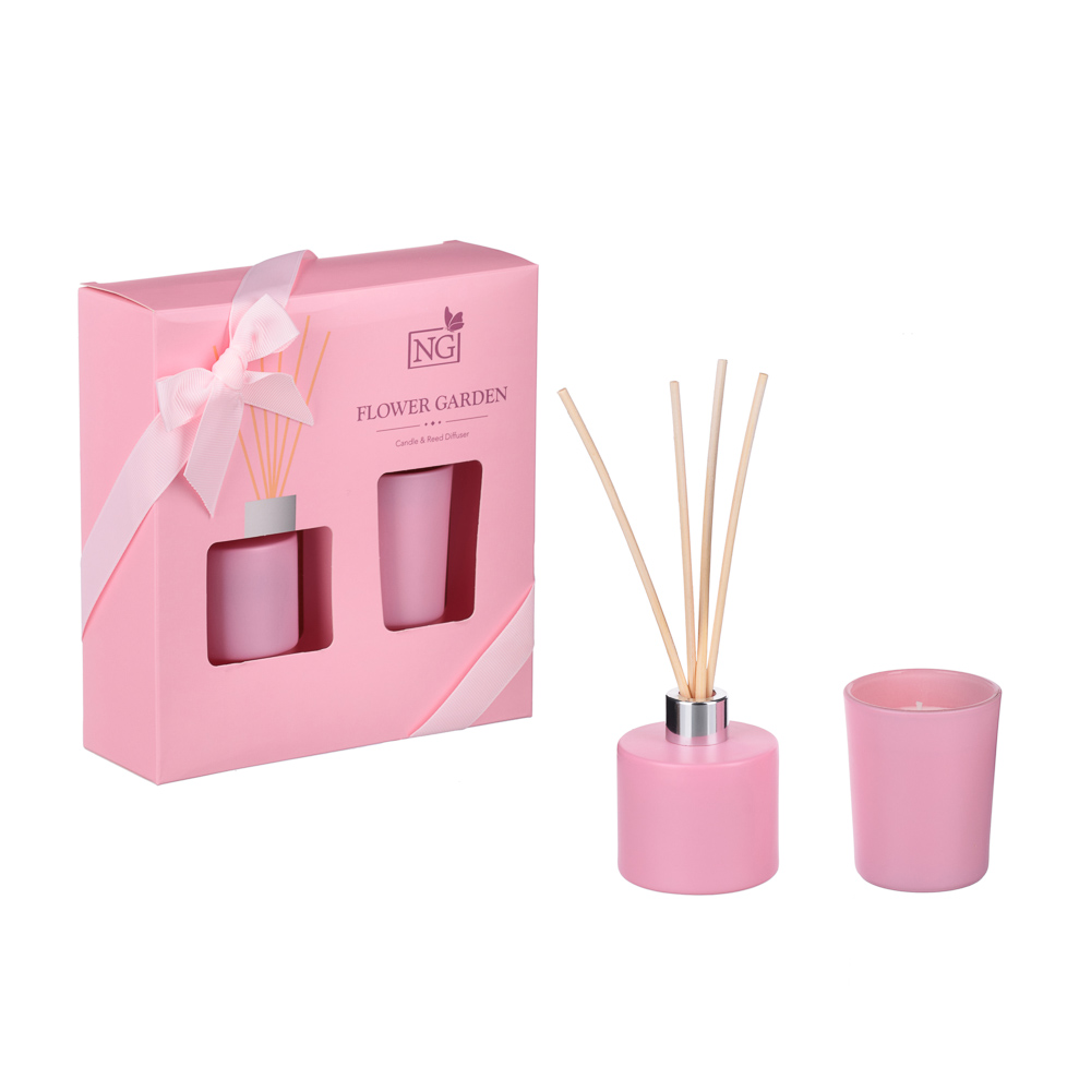 NEW GALAXY Набор ароматизатор-диффузор и свеча, ваниль/кокос,океан,цветочн,магич. ночь 40мл, 50г, арт.№ 778-110