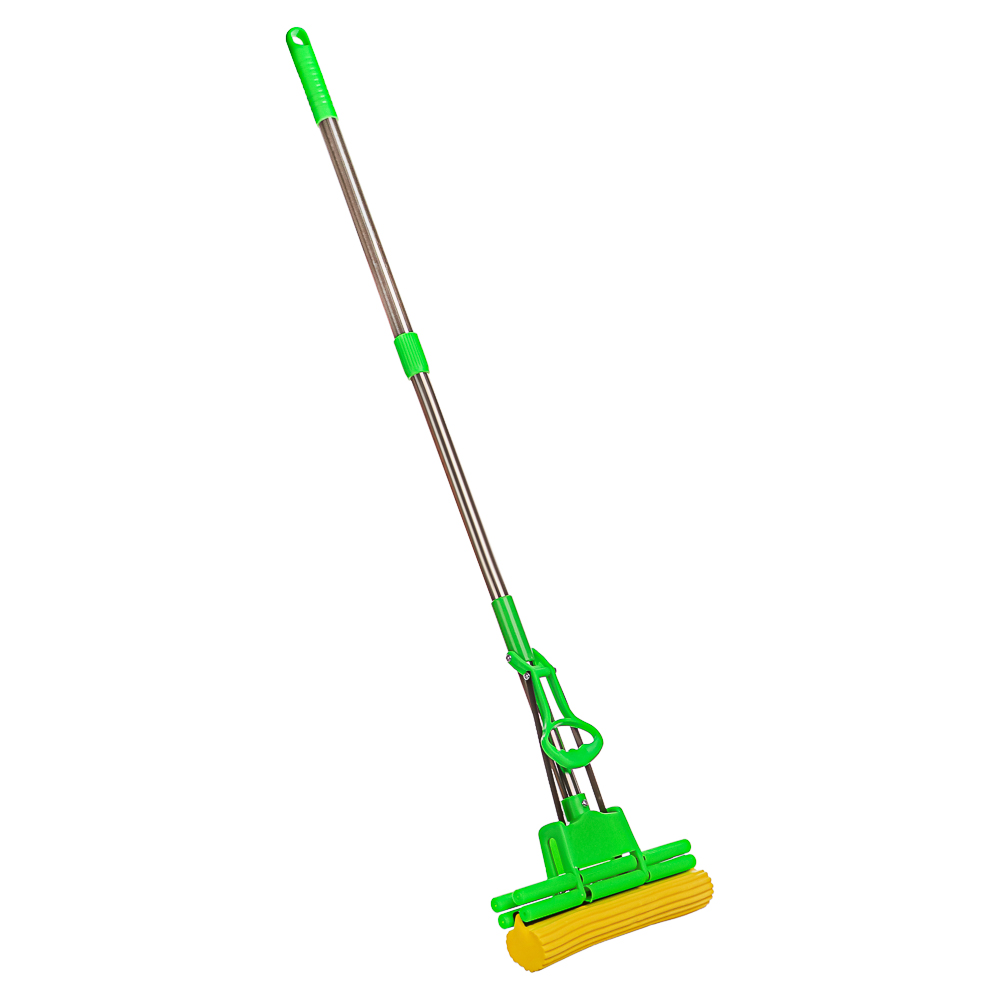 Швабра с отжимом и сменной насадкой ПВА тм VETTA, телеск.ручка 78-110см, нерж. сталь, 2 ряда роликов, арт.№ 444-166