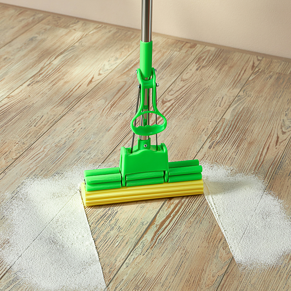 Швабра с отжимом и сменной насадкой ПВА тм VETTA, телеск.ручка 78-110см, нерж. сталь, 2 ряда роликов, арт.№ 444-166