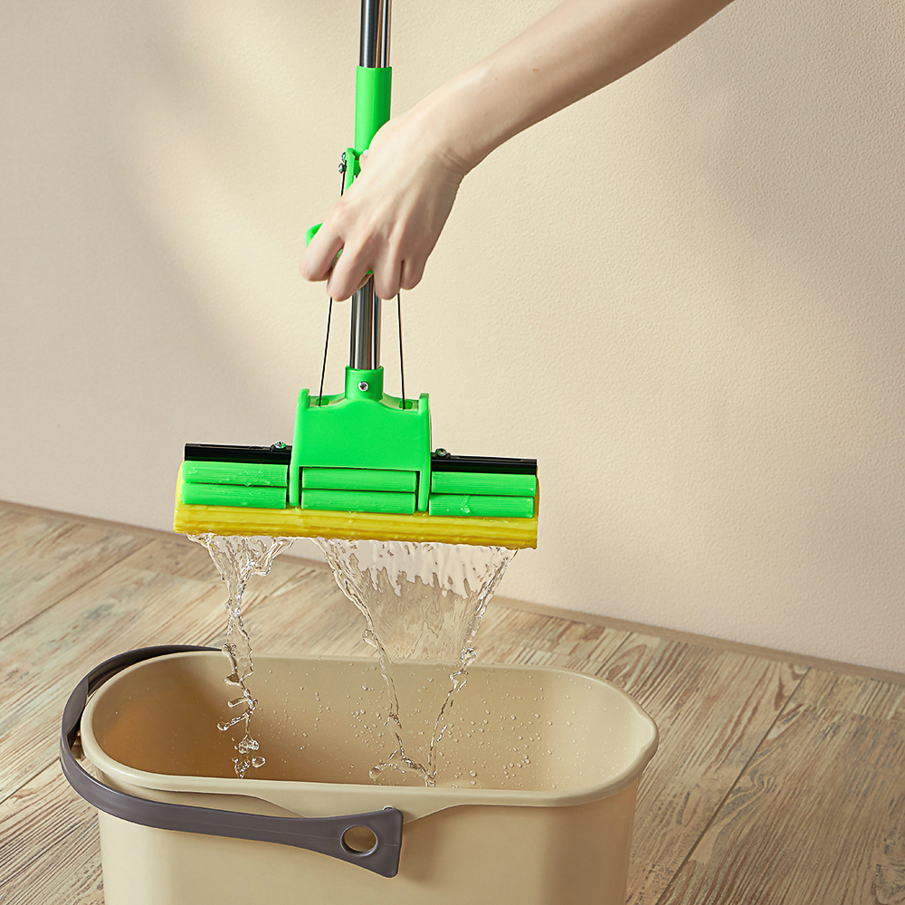 Швабра с отжимом и сменной насадкой ПВА тм VETTA, телеск.ручка 78-110см, нерж. сталь, 2 ряда роликов, арт.№ 444-166