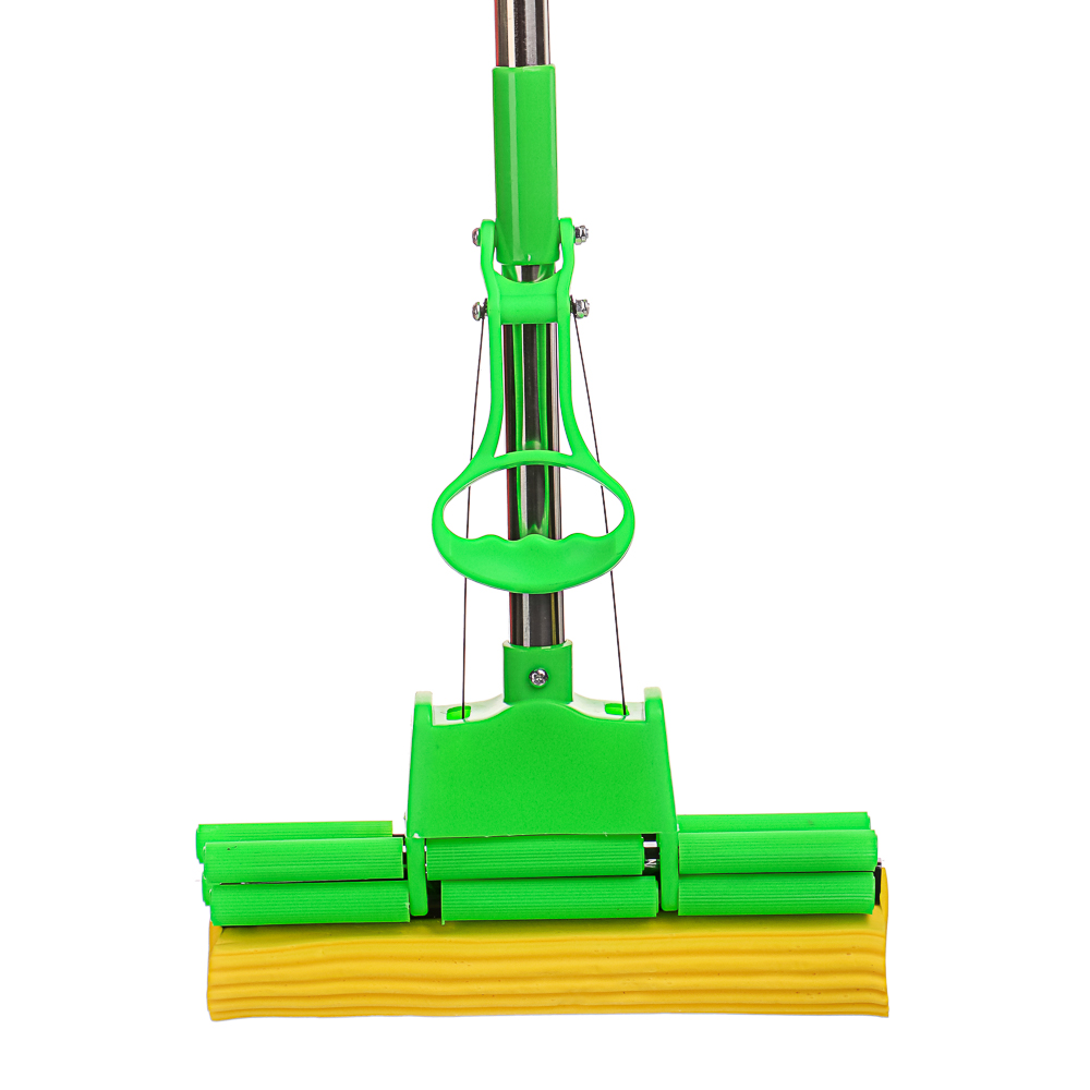 Швабра с отжимом и сменной насадкой ПВА тм VETTA, телеск.ручка 78-110см, нерж. сталь, 2 ряда роликов, арт.№ 444-166