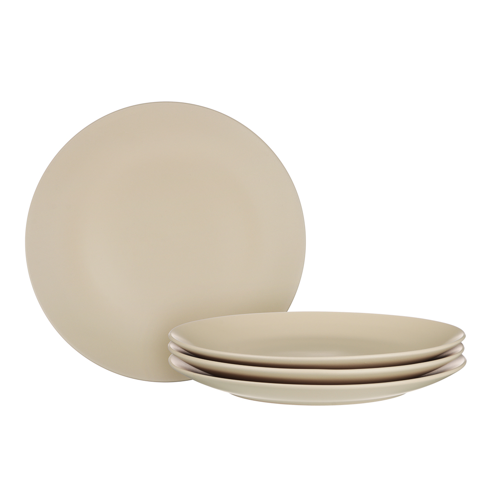 Набор столовой посуды MILLIMI 16 предметов (тарелка 26 см х 4 шт., тарелка 20 см х 4 шт., салатник 650 мл х 4 шт., кружка 340 мл х 4 шт.), керамика, кремовый, арт.№ 824-235