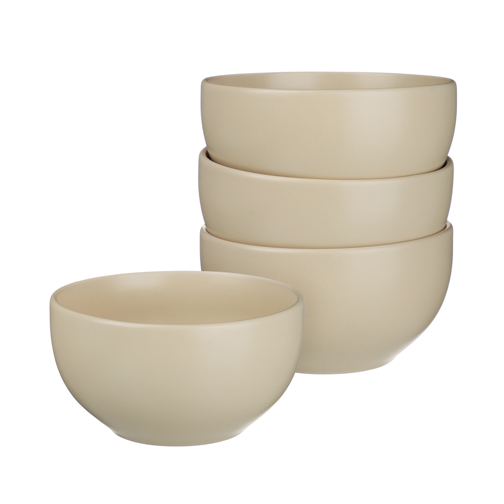 Набор столовой посуды MILLIMI 16 предметов (тарелка 26 см х 4 шт., тарелка 20 см х 4 шт., салатник 650 мл х 4 шт., кружка 340 мл х 4 шт.), керамика, кремовый, арт.№ 824-235