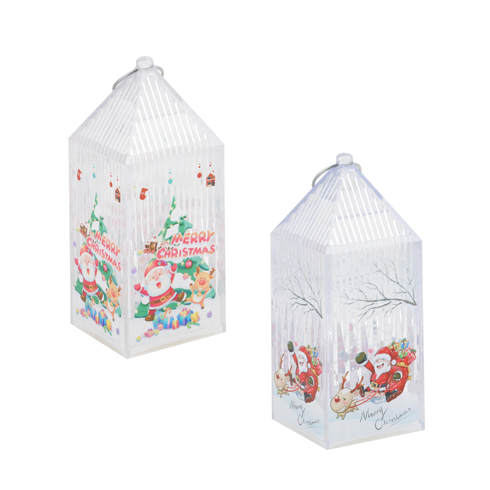 СНОУ БУМ Сувенир декоративный в виде домика с LED подсветкой,1 реж., 5,8х5,8х13,5 см,пропилен,4 диз., арт.№ 392-056