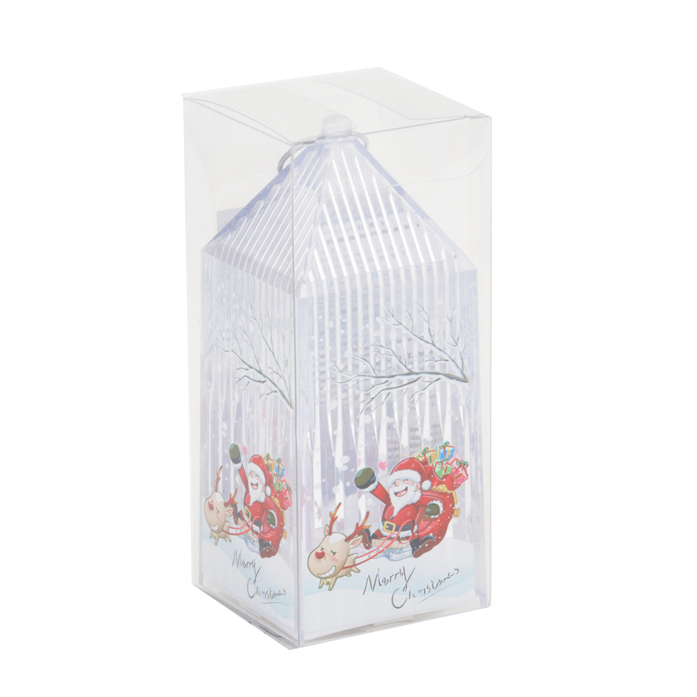 СНОУ БУМ Сувенир декоративный в виде домика с LED подсветкой,1 реж., 5,8х5,8х13,5 см,пропилен,4 диз., арт.№ 392-056