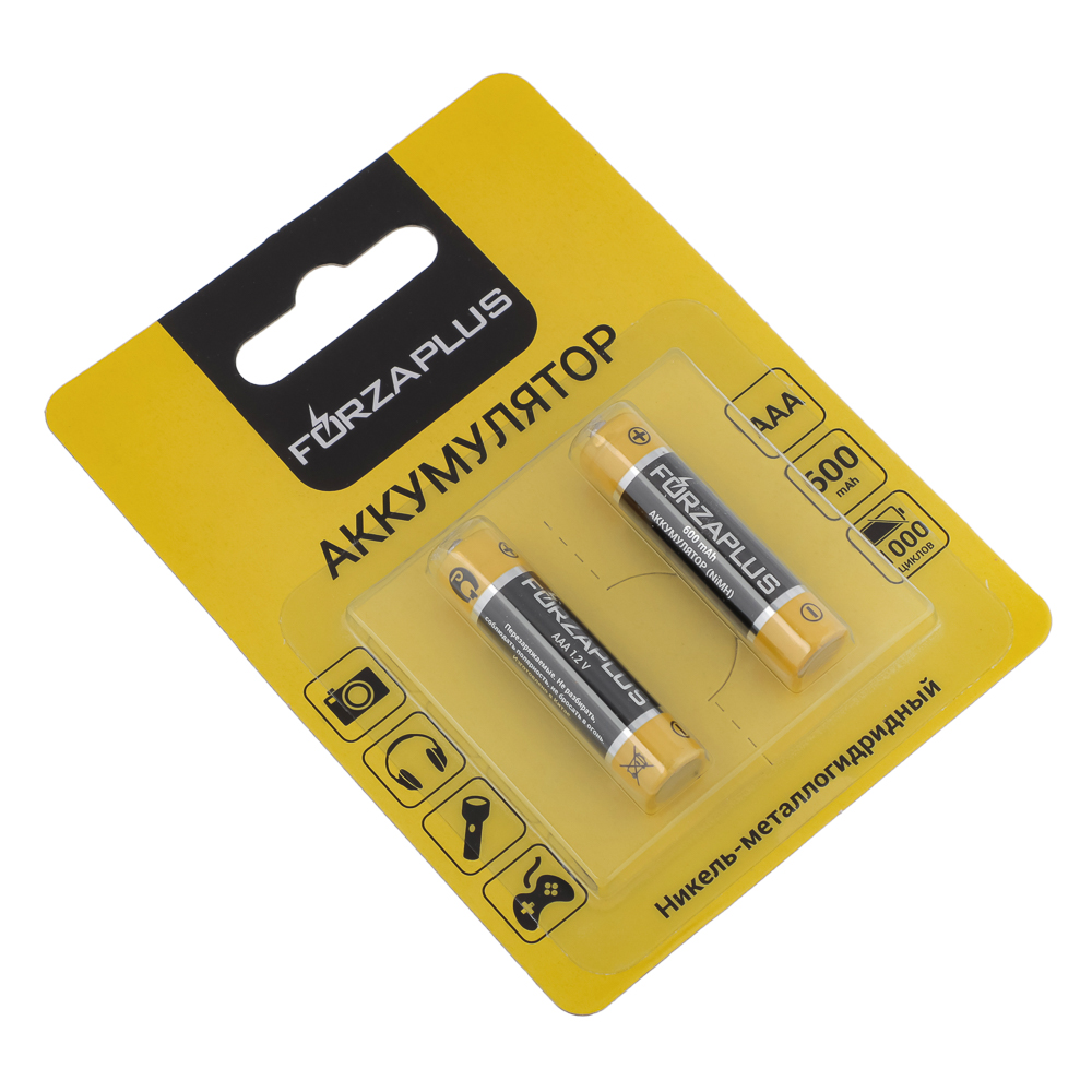 Аккумуляторы AAA Ni-MH FORZA 600мАч 2шт в блистере 1,2В, арт.№ 917-063