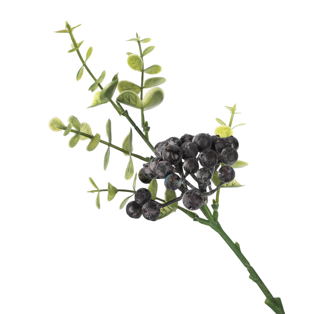 LADECOR Ветка с ягодами искусственная, 34 см, пластик, ткань, арт.№ 409-189