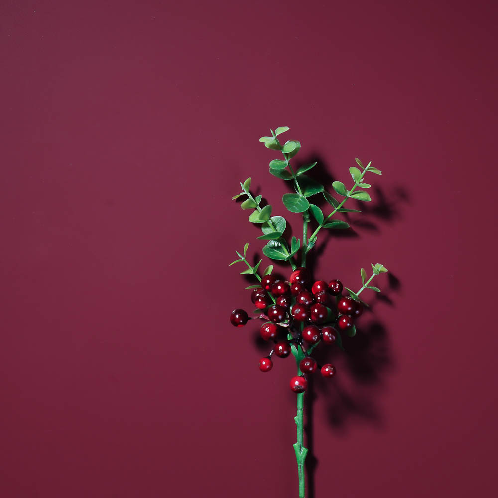 LADECOR Ветка с ягодами искусственная, 34 см, пластик, ткань, арт.№ 409-189