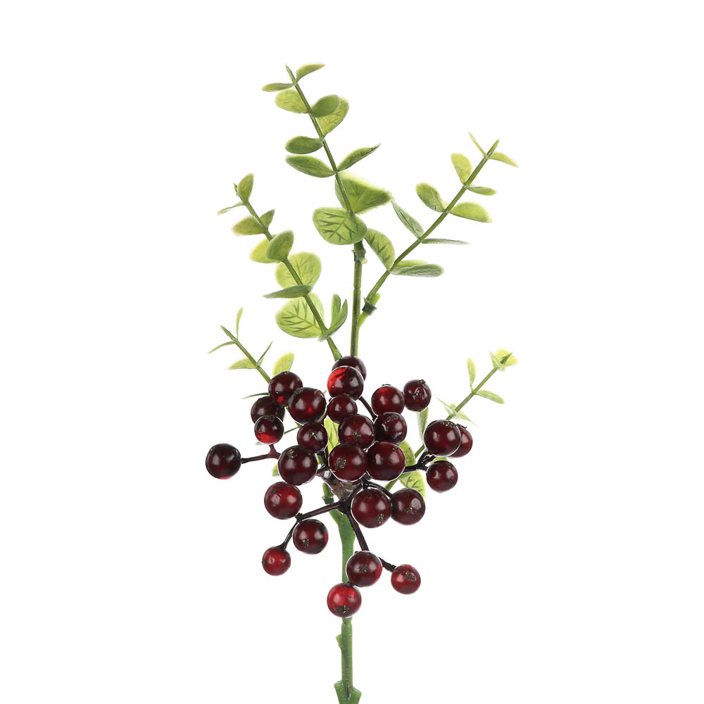 LADECOR Ветка с ягодами искусственная, 34 см, пластик, ткань, арт.№ 409-189