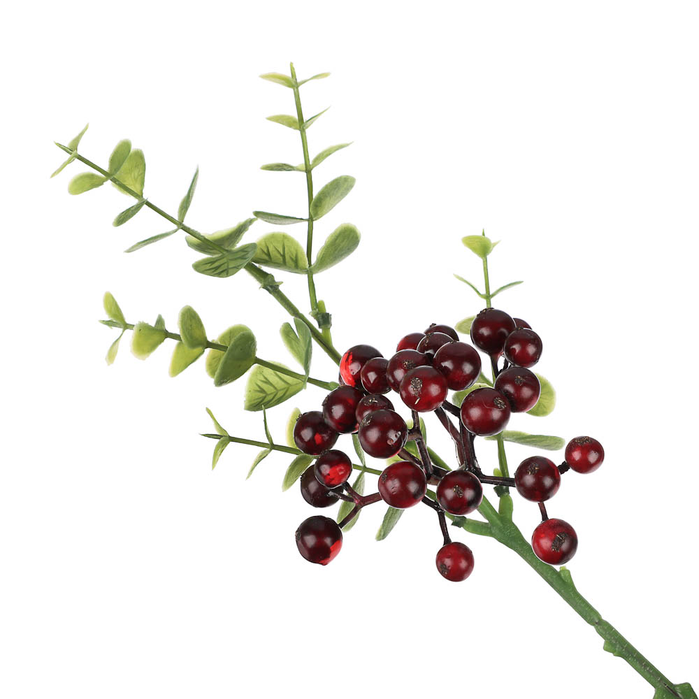 LADECOR Ветка с ягодами искусственная, 34 см, пластик, ткань, арт.№ 409-189