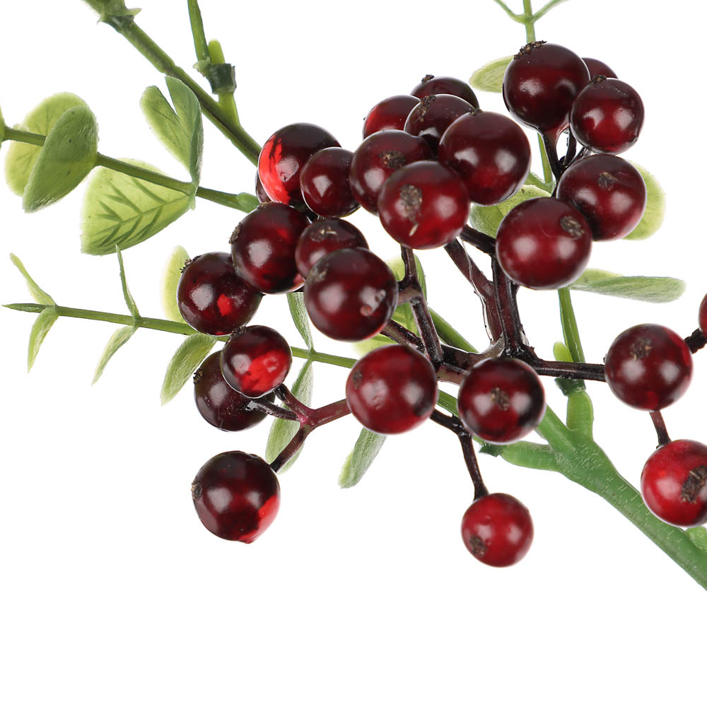 LADECOR Ветка с ягодами искусственная, 34 см, пластик, ткань, арт.№ 409-189