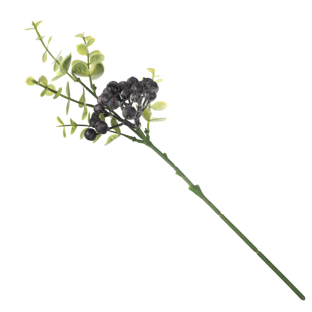 LADECOR Ветка с ягодами искусственная, 34 см, пластик, ткань, арт.№ 409-189