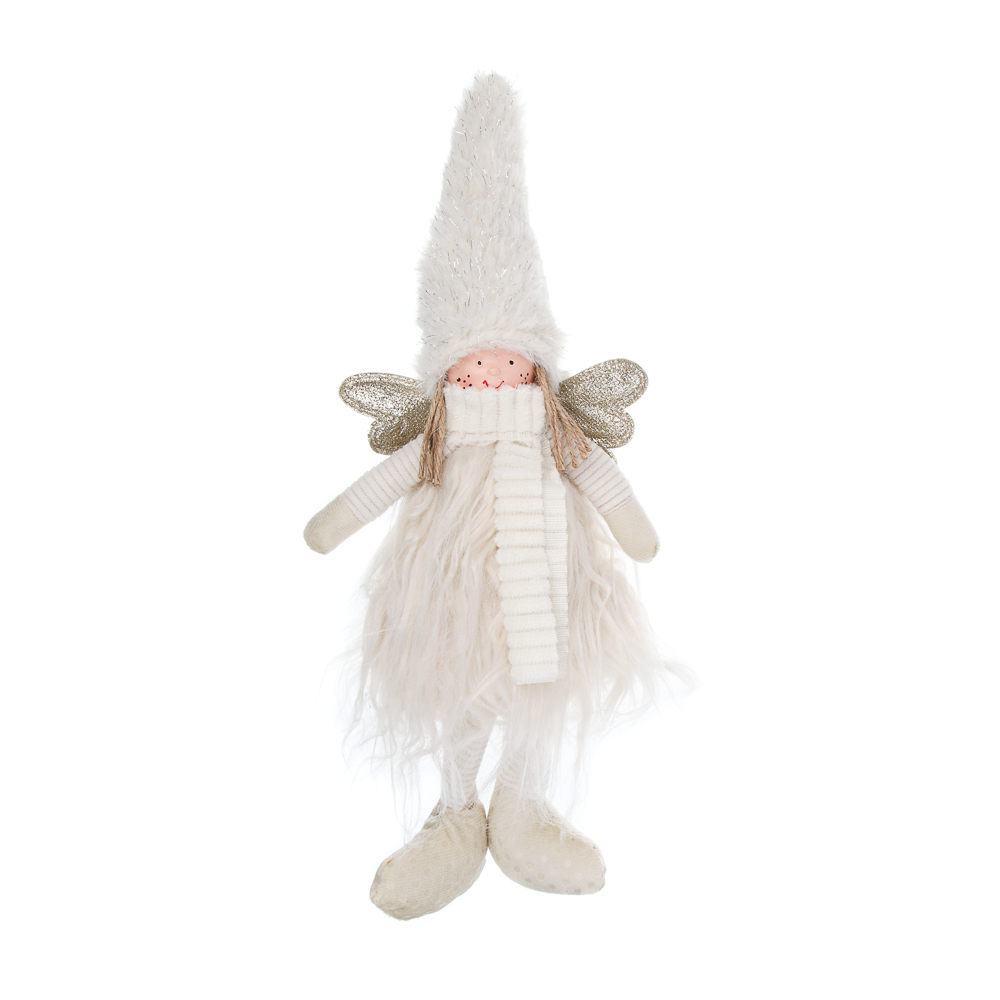 СНОУ БУМ Сувенир Ангелочек 21+13 см, полиэстер, белый, золото, арт.№ 140-129