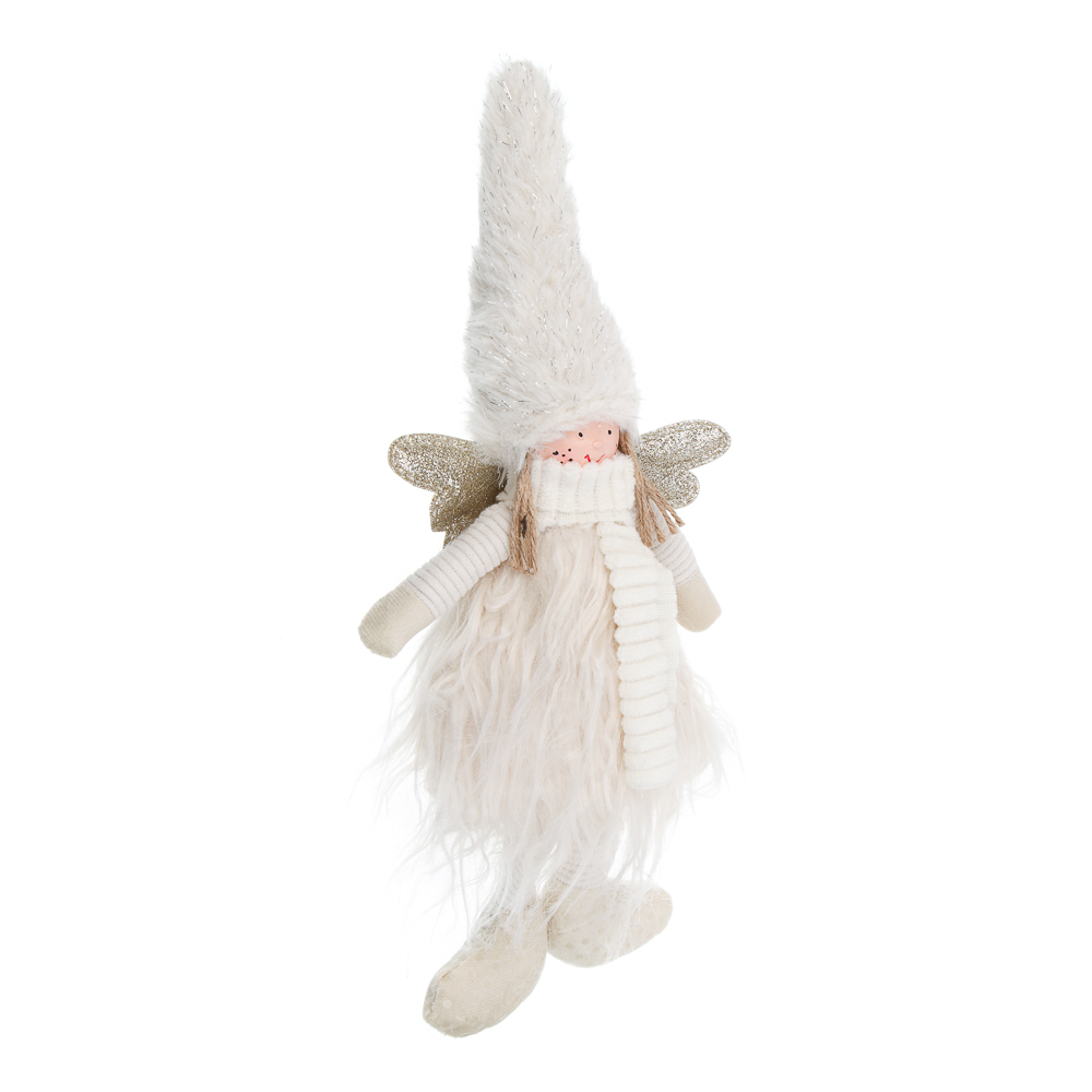 СНОУ БУМ Сувенир Ангелочек 21+13 см, полиэстер, белый, золото, арт.№ 140-129