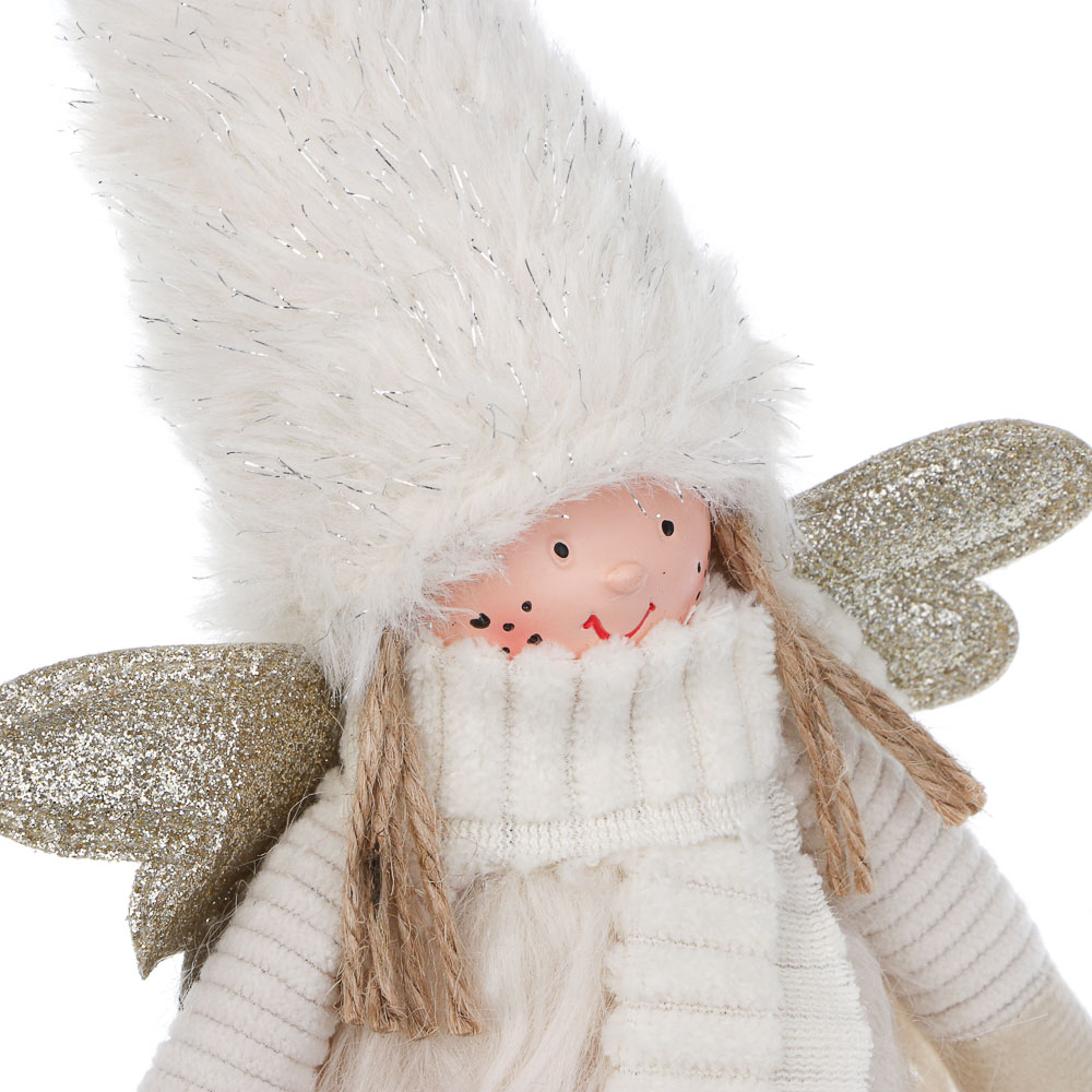 СНОУ БУМ Сувенир Ангелочек 21+13 см, полиэстер, белый, золото, арт.№ 140-129