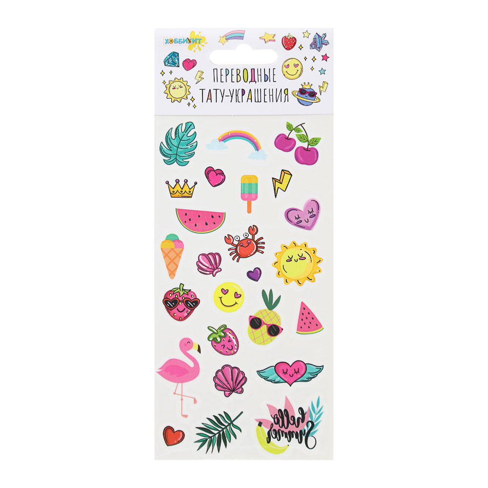 ХОББИХИТ Тату-украшения переводные, бумага, акриловый полимер,20х8см, 8 дизайнов, арт.№ 295-187