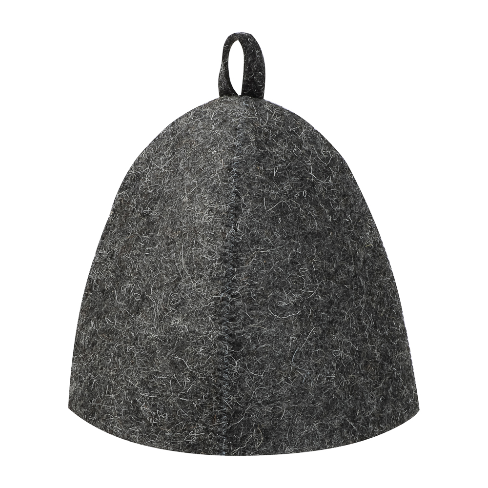 Набор банный ЭКОНОМ 2 предмета без вышивки (шапка, коврик) в пакете, войлок белый/серый, арт.№ 364-294