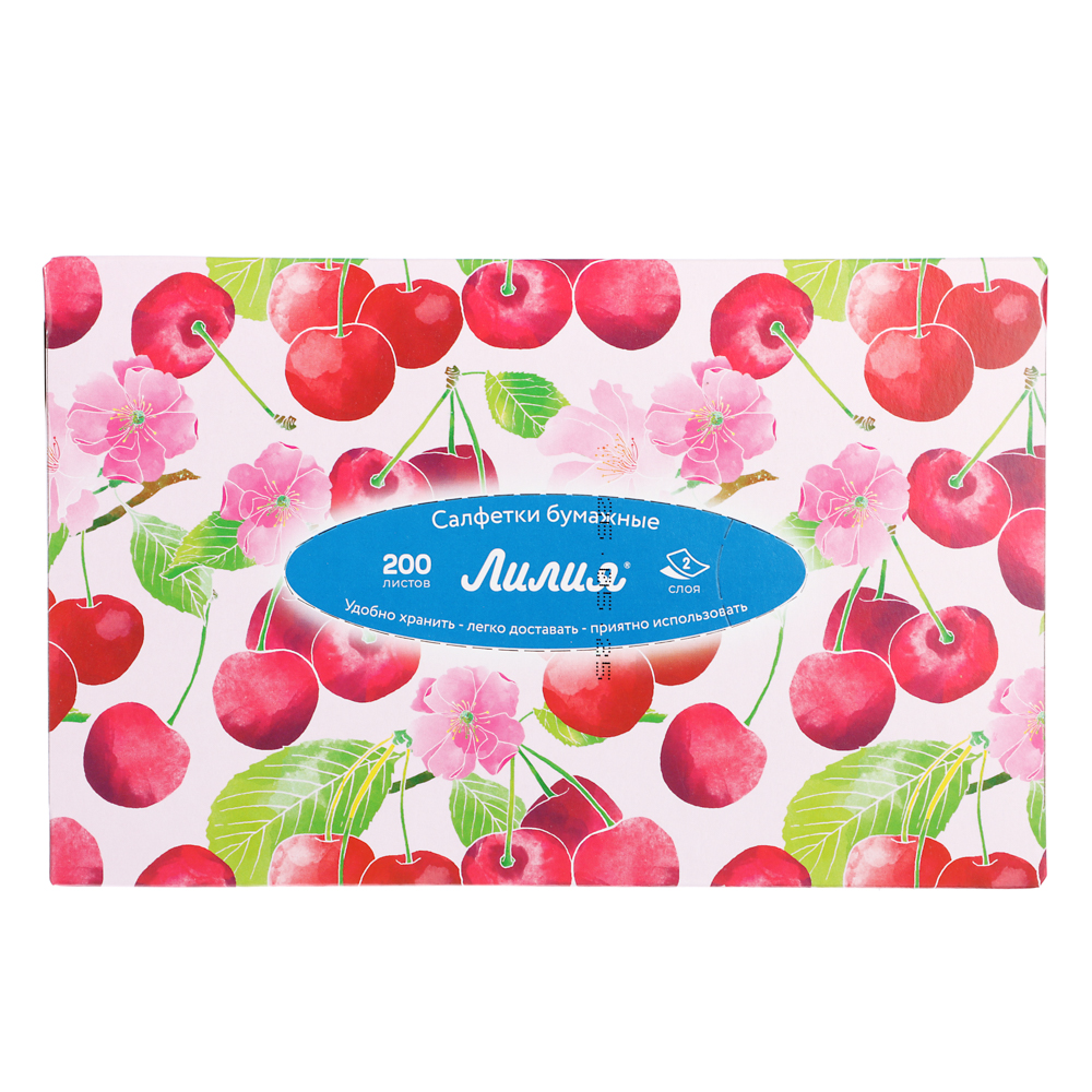 Салфетки бумажные двухслойные Лилия non-stop, 4 дизайна, 200л, арт.№ 912-030