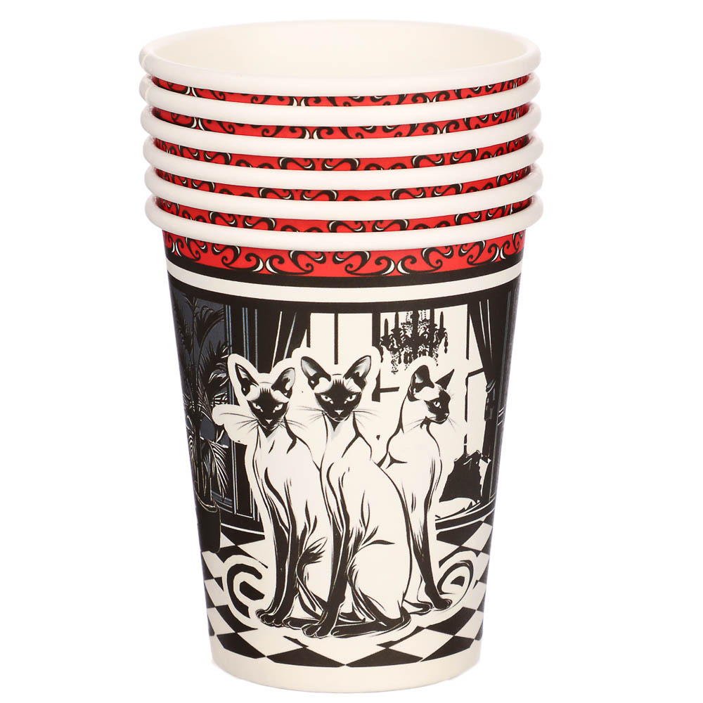 Набор бумажных стаканов Котики нуар, в т/у пленке, 6 шт*250 мл, арт.№ 530-448