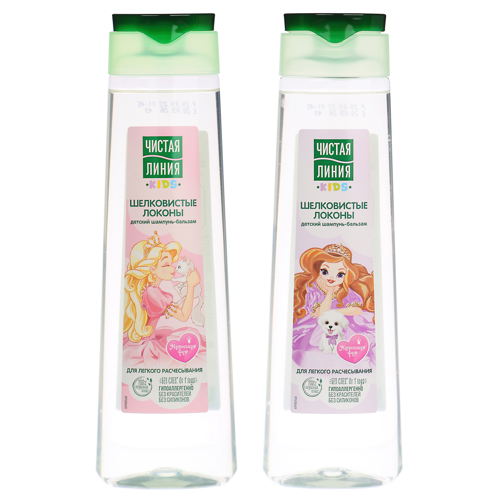Шампунь-бальзам для волос детский ЧИСТАЯ ЛИНИЯ Шелковистые Локоны, п/б, 400 мл, арт.№ 927-003