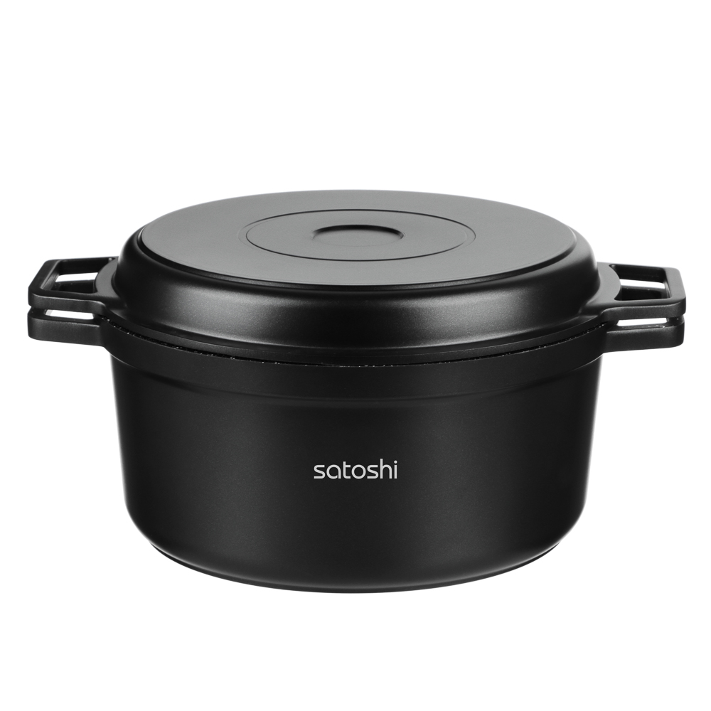 Казан с крышкой-сковородой 4,5 л, d24х11,5+3,5 см SATOSHI Cheget, литой, а/приг.покрытие, индукция, арт.№ 846-383