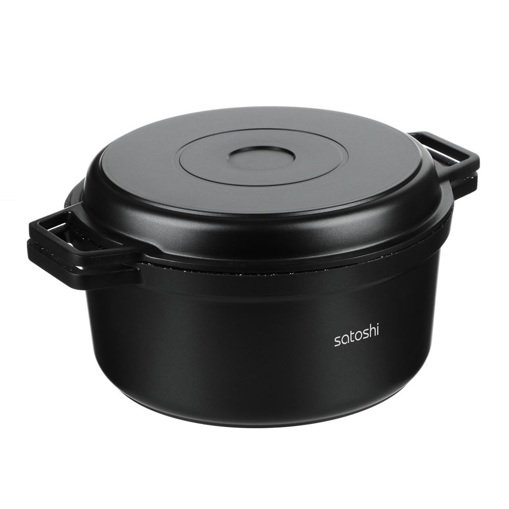 Казан с крышкой-сковородой 4,5 л, d24х11,5+3,5 см SATOSHI Cheget, литой, а/приг.покрытие, индукция, арт.№ 846-383