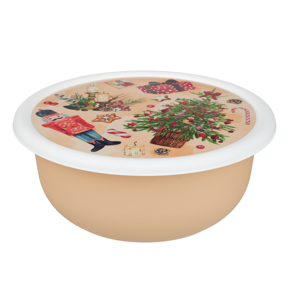 Зимние игрушки Миска с крышкой 2,1л, пластик, арт.№ 861-552